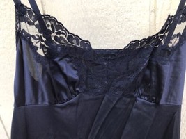 Vtg Vassarette Full Black Nylon Slip Dress Nightgown Lace Front Trim Sz 36 Usa - $17.82