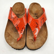 Birkenstock Birki&#39;s Ladies Slides Thong Sandals Size 5 Snakeskin Print Red - £31.60 GBP
