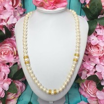 Premier Dresigns White Lucite Pearl Beaded Gold Tone Fashion Necklace - £14.94 GBP