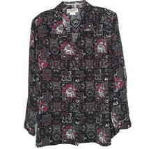 DonnKenny Size 1X Womens Blouse V-Neck Long Sleeve Button Front Dark - £11.16 GBP