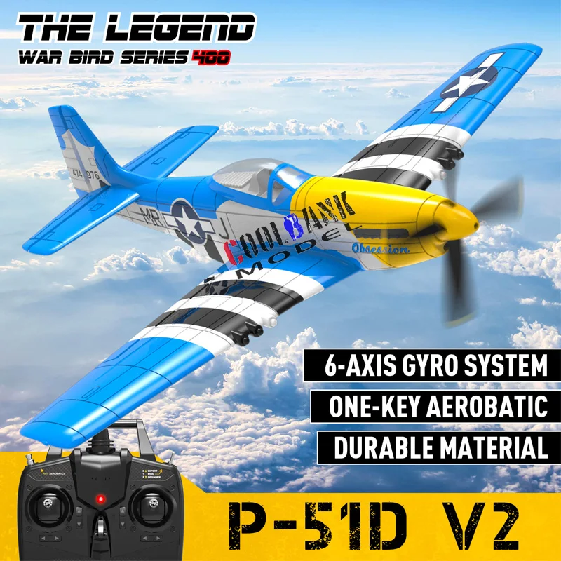 Coolbank p51 mustang rc airplane 2 4g 4ch 6 axis 400mm mustang rc aircraft one key thumb200