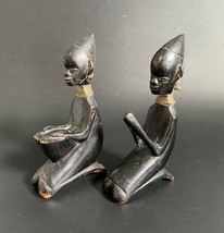 Antique Pair Yoruba Tribe Kneeling Figures Ebony Wood Carving Sculptures... - $85.00