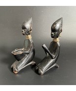 Antique Pair Yoruba Tribe Kneeling Figures Ebony Wood Carving Sculptures... - £66.84 GBP