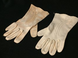 Vintage Women&#39;s Gloves Off White But Stained Formal good for Halloween C... - $3.89