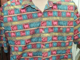 Mens Large The Territory Ahead Short Sleeve Shirt 100% Cotton Red Blue t... - $17.99