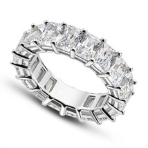 925 Silver Jewelry Bridal Ring Emerald Cut Synthetic Diamond Wedding Engagement  - £57.54 GBP