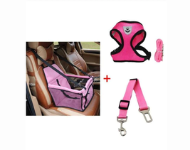 Luxury Pet Travel Bundle: Car Seat Carrier, Harness &amp; Leash Set, And Car... - $40.95