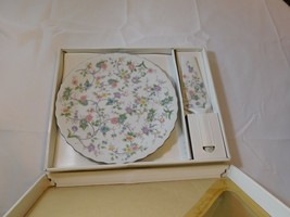 10&quot; Cake Plate Matching Server Andrea Sadek Corona Porcelain 7694 Patel Flowers - £20.15 GBP