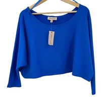 PHILOSOPHY Blue Crop Top medium Wide Neck Square Knit Women&#39;s NEW - £18.61 GBP