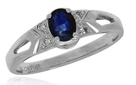 AFJewels 14 k White Gold Genuine Sapphire Diamonds 0.03 ct Womens Ring - £103.61 GBP