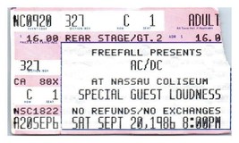 AC / Dc Ticket Stub Septembre 20 1986 Uniondale New York - £35.65 GBP
