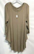  Roaman&#39;s BoHo Tunic Blouse Top Dress Tan 3/4 Sleeve Soft Stretch Rayon ... - £23.25 GBP