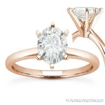 Oval Brilliant Cut Moissanite 6-Prong Solitaire Engagement Ring in 14k Rose Gold - £442.56 GBP+