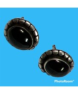 Navajo Signed EMC Sterling Silver Cabochon Onyx Stud Earrings - $102.62 CAD