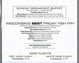 18 West Menu Dousman Wisconsin Friday Night Fish Fry  - £14.20 GBP