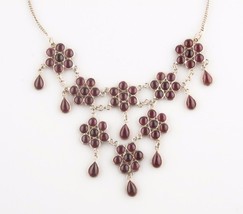 Vintage Argento Ametista Cabochon &quot; Fiore Teardrop &quot; Collana E Set Braccialetto - £236.19 GBP