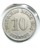 1908 A German Empire 10 Pfennig Coin - £6.69 GBP