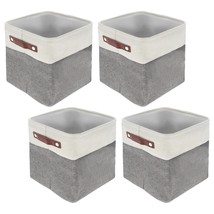 Fabric Cube Storage Bins 4 Pack - 10 X 10In White/Gray Foldable Storage Cubes Fo - £49.81 GBP