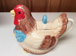 Vintage ?? Rooster Hen Poultry Farm Ceramic Tea Pot Tea Water Juice Pitcher - £15.79 GBP