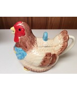 Vintage ?? Rooster Hen Poultry Farm Ceramic Tea Pot Tea Water Juice Pitcher - £15.01 GBP