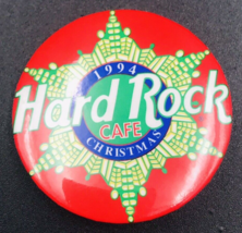 Vintage 1994 Hard Rock Cafe Christmas Round Pin 1.5&quot; Diameter - £7.58 GBP