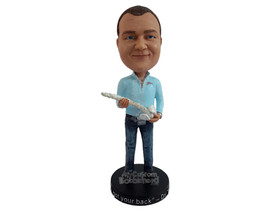 Custom Bobblehead Relaxed chiropractor holding a spinal bone and wearing a 3/4 z - £70.10 GBP