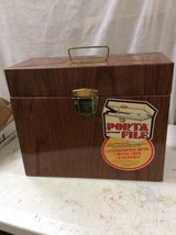 Mid Century metal storage file box vintage Brown Wood Excelsior12.5x10x5.5 - $59.99