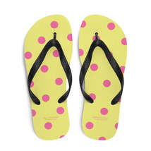 Autumn LeAnn Designs® | Flip Flops Shoes, Dolly Yellow and Pink Polka Dots - £19.65 GBP