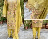 Pakistani Pear Yellow  3Pcs Fancy Chiffon Dress with embroidery &amp; Squins... - £89.21 GBP