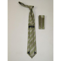 Men's Woven Tie Hankie Set J.Valintin Private Collection R75 Green Stripe image 2