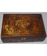 Old Vintage Pyrography Wood Box Flemish Design - $32.95