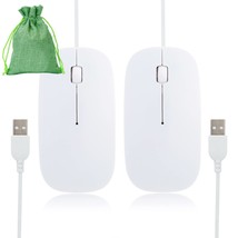 White Usb Mouse - Wired Mice For Laptop Desktop Computer Silent External... - £18.95 GBP
