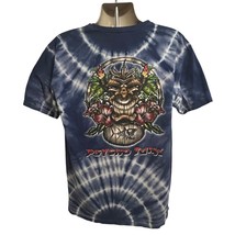 Psycho Tuna Mens Blue Tie Dye Floral Graphic Tiki T-Shirt Large All Over... - £15.50 GBP