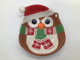 Christmas Santa Owl Dish Bowl Candy Cookie Snacks Holidays Seasonal - $233.71 MXN