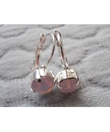 Rose Water Opal Drop earrings w/ Swarovski Crystal Chatons 8mm / Shabby ... - £20.78 GBP