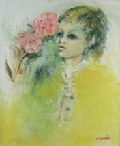 &quot;Girl With Flower&quot; By Jordi Bonas Signed Oil On Canvas 20&quot;x24&quot; w/ Coa - £1,287.43 GBP