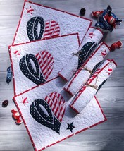 LOVE Independence Day quilted placemats, Set of 6, 4th of July table topper - £107.27 GBP