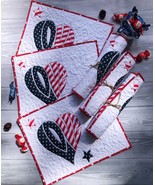 LOVE Independence Day quilted placemats, Set of 6, 4th of July table topper - $182.67 CAD