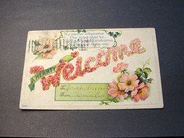A Hearty Welcome , Greetings - Postmarked 1912 Embossed Postcard. - £7.82 GBP