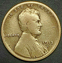  1913-D 1¢ Lincoln Wheat Cent Coin, Rare, Low Mintage Penny, Denver Mint! - £62.50 GBP
