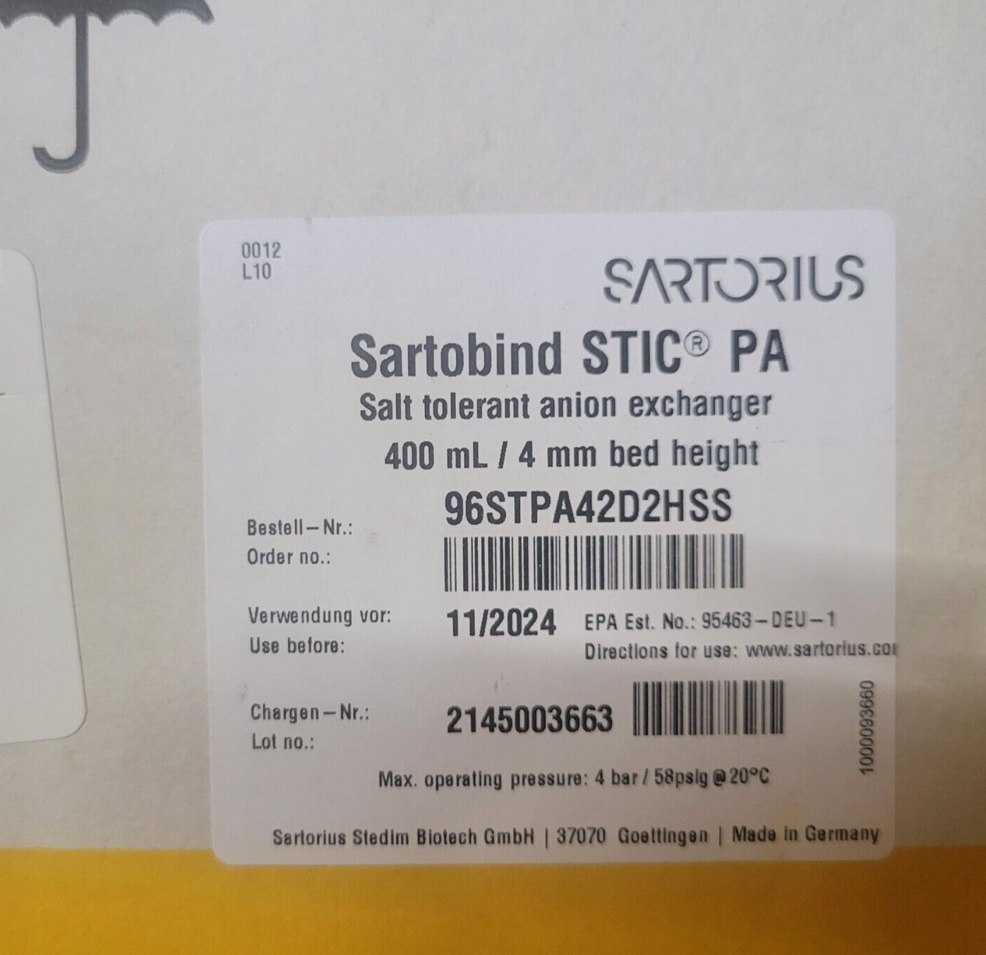 Sartorius 96STPA42D2HSS Sartobind STIC® PA  anion exchange membrane - $439.00