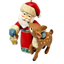 Hallmark 2010 Santa Claus with Reindeer Christmas Ornament Plastic 3 inch - £10.07 GBP