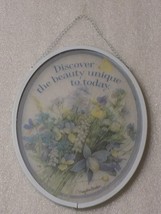 Print Glass Flowers Oval  Marjolein Bastin Hanging Suncatcher Window/Wal... - $14.85