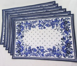 Williams-Sonoma Provence Navy Blue Cotton 6-PC Placemat Set - £41.08 GBP