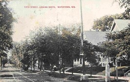 Fifth Street Looking North Watertown Wisconsin  1910 postcard - £5.44 GBP