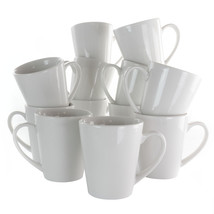 Elama Holt 12 pc 10 oz Porcelain Mug Set in White - £35.01 GBP