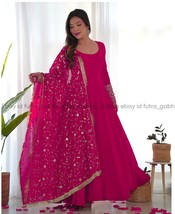 Pink Designer anarkali set with heavy work dupatta and pent,womens wear ... - $50.00