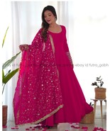 Pink Designer anarkali set with heavy work dupatta and pent,womens wear ... - $937.76 MXN