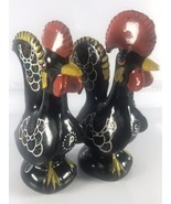 Hand Painted Colorful Black Roosters Salt Pepper MCM 1950s Made in Japan... - £6.64 GBP