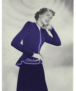 1940s Peplum Zip Front Blouse Jacket with Skirt Suit - Knit pattern (PDF... - £2.94 GBP